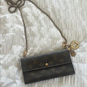 Louis Vuitton Monogram Crossbody Bag with Gold Accents